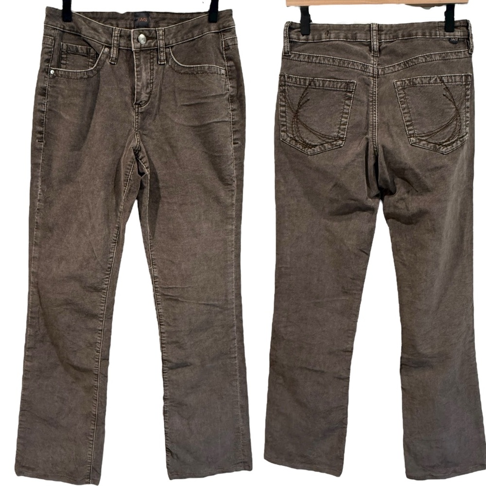 JAG Women's Corduroy Pants Gray Brown Taupe Mid-rise Western Bootcut Size 6